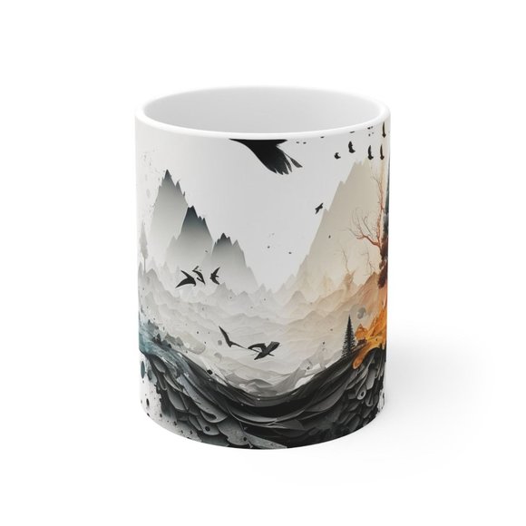 Modern Design Ceramic Coffee Mug - Enjoy Your Favorite Beverages 11 oz - Picture 3 of 10